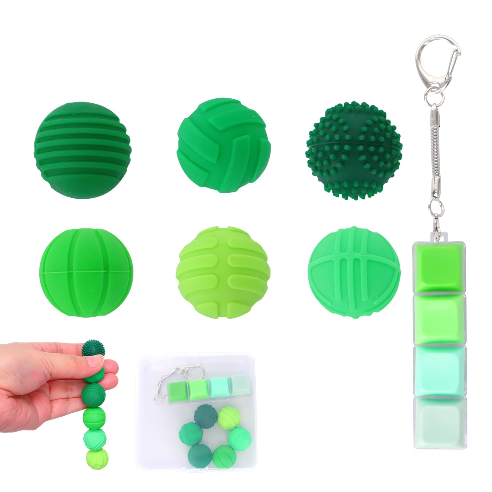 Magnetic Balls Fidget Toys, Sensory Magnetic Stress Relief Balls, Colourful Textured Magnetic Fidget Toy Set, Portable Desk Fidget Toys for Teens & Adults (Green)