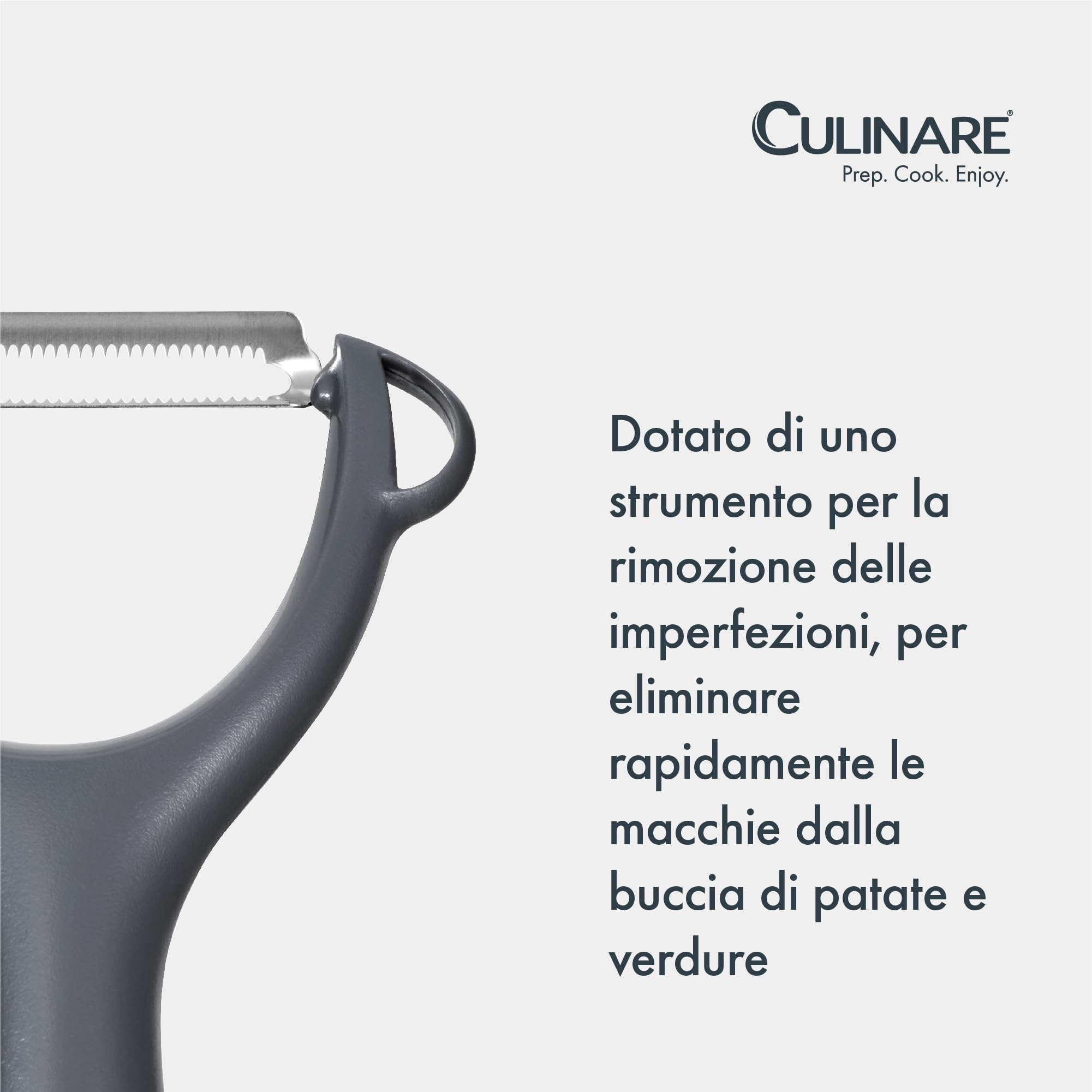 Culinare Serrated Safety Peeler, Grey, Plastic/Stainless Steel, Y Shaped for Maximum Control and Comfort Manual Tomato/Kiwi Peeler - Image 4