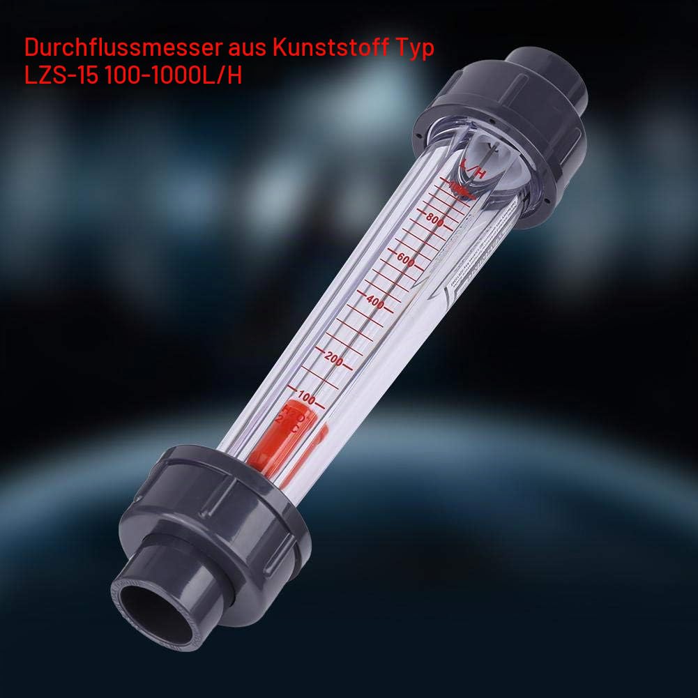 Ausla Durchflussmesser für Wasser, 100-1000L/H Messbereich, Kunststoff-Röhren Schwebekörper-Durchflussmesser, Transparent