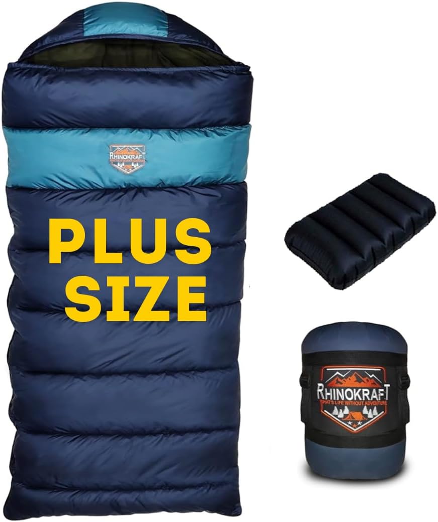 RhinoKraft -10 Degree | Soft Fur Lining | Extra Large Size | 2.4 Kg Weight | Soft and Warm Sleeping Bag for Adventure | Camping, Trekking and Outdoor Activity