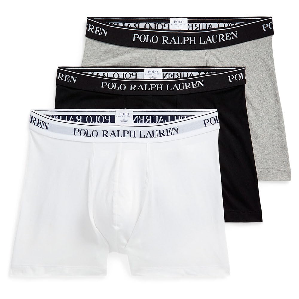 Polo Ralph Lauren Mens 3-Pack Boxer Briefs - Blck/White/Grey - Large