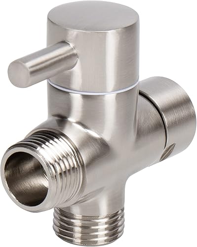 NearMoon Brazo de ducha de latón macizo G1/2 pulgadas, válvula desviadora universal de 3 vías para cabezal de mano y fijo, adaptador de componentes