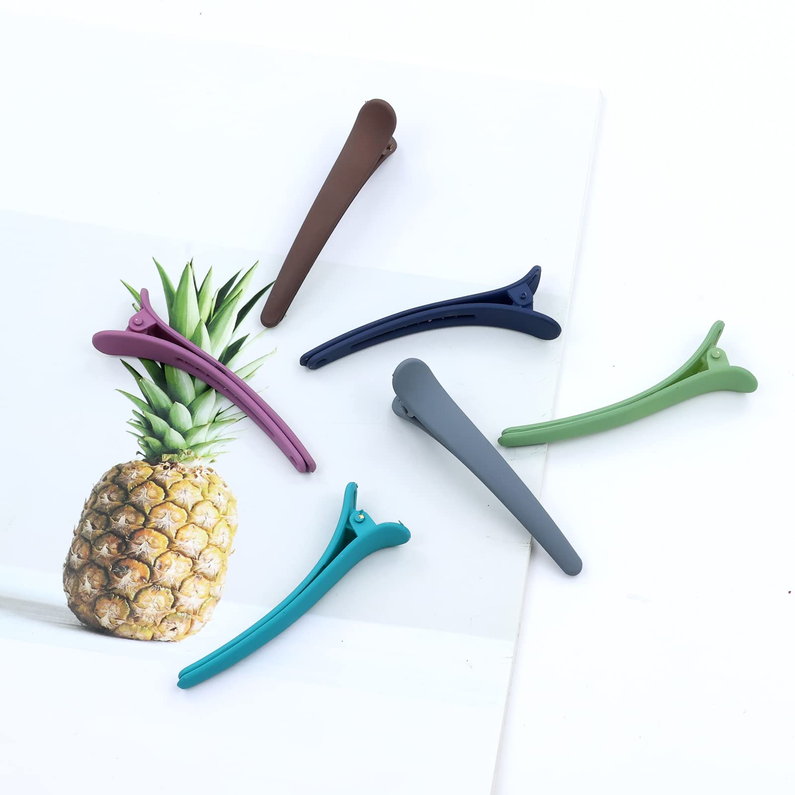 Paquete de 24/12 pares de pinzas de plástico mate de 3 pulgadas para el cabello, para peluquería, peluquería, pico de pato y cocodrilo, pinzas antideslizantes para el cabello, accesorios para 7
