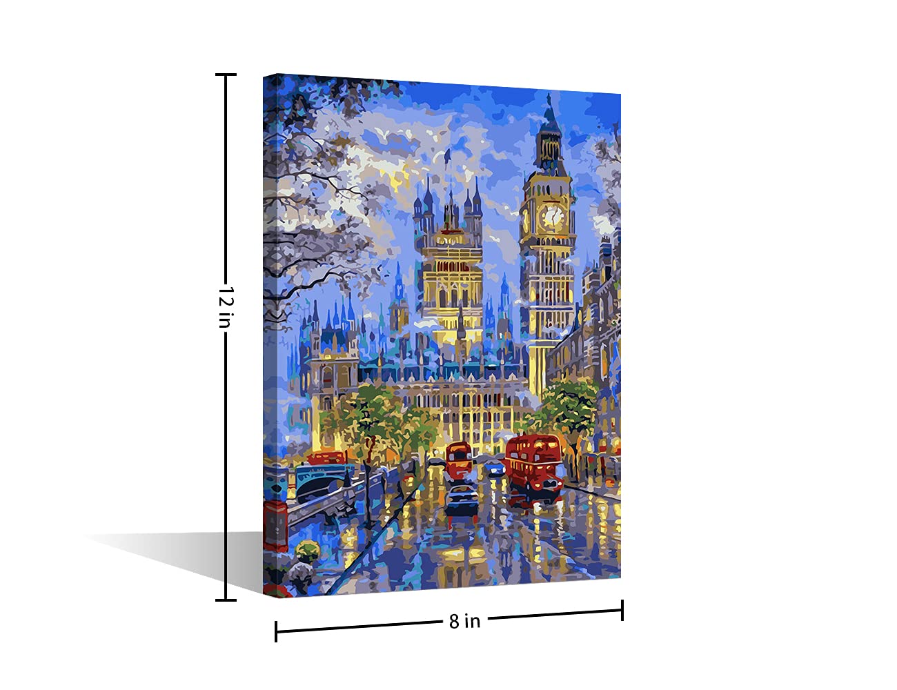 TISHIRON Canvas Wall Art Modern Home Art London City Big Den Red Bus View Artwork Wall Art for Living Room Office Decor Framed Ready to Hang 12"x8" — view 2