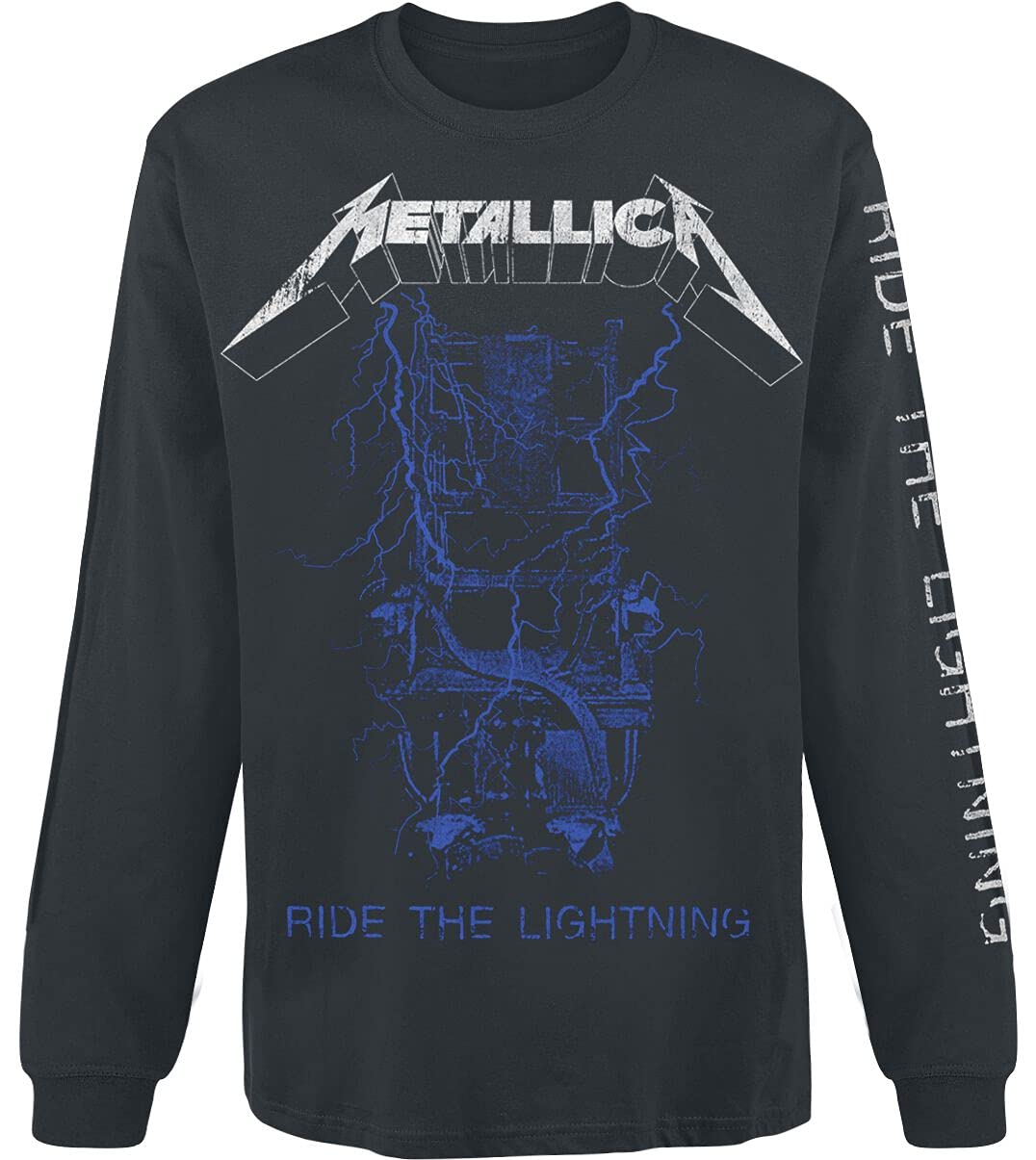 Générique Metallica Fade Homme T-Shirt Manches Longues Noir 100% Coton Regular/Coupe Standard