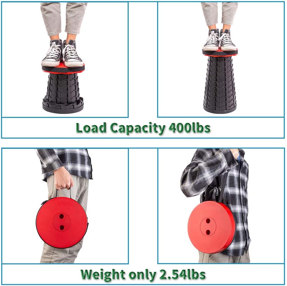 Upgraded Folding Stool Lightweight Yet More Sturdy with Load Capacity 400lbs Portable Collapsible Stool Retractable Stool for Camping Fishing Hiking BBQ (Light Blue)