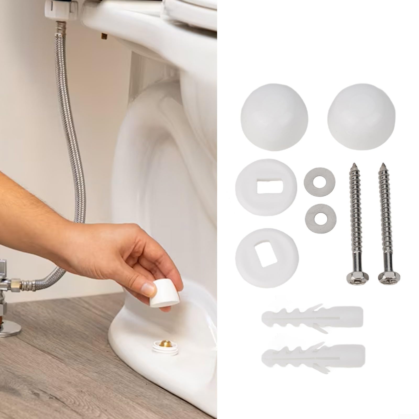 Toilet Pan Fixing Kit with Screws Washers and Bushes for Bidet Floor Mounting Hardware - Adjustable Toilet Installation — view 4