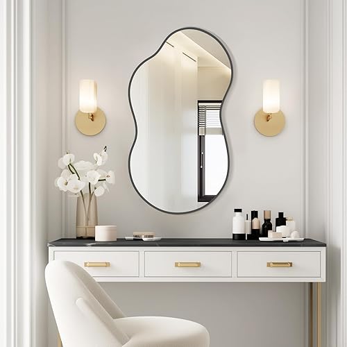 Miniatura 2 de WallBeyond Espejo de pared irregular, espejo asimétrico con marco de aleación de aluminio, espejo de pared decorativo para sala de estar,