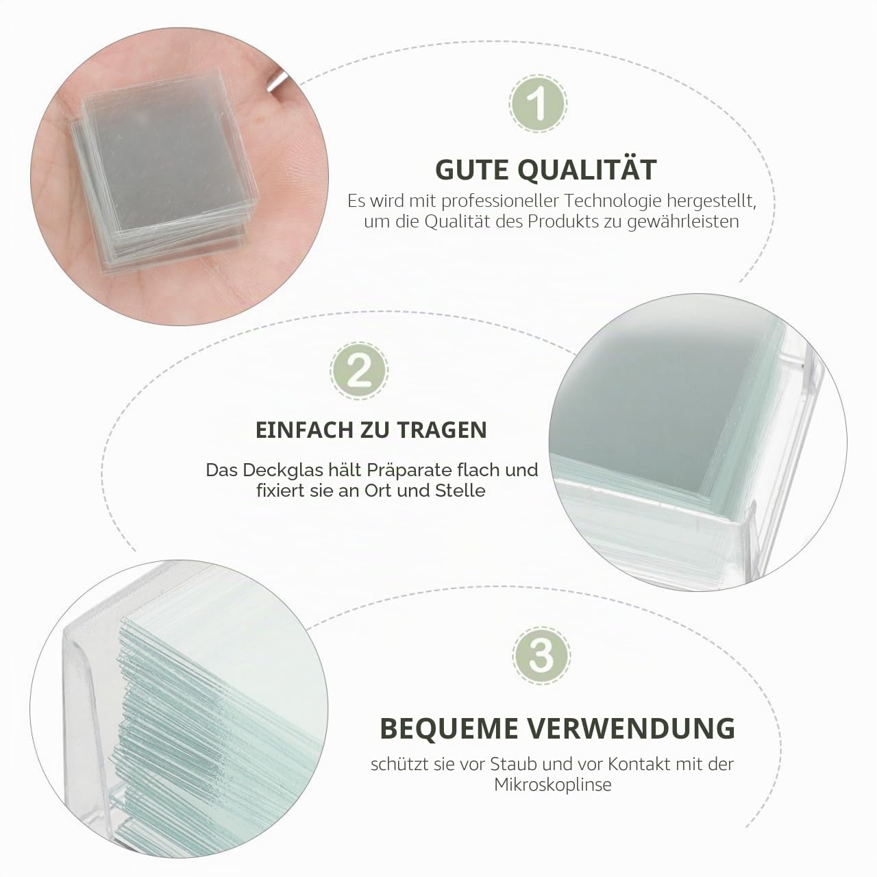 Gatuida 1000 Stück Deckgläser Mikroskop, deckgläser 22x22 Lehrmaterialien Mikroskop-Objektträger Zubehör für Labor Optische Mikroskopie Und Biologie Wissenschaft Studium