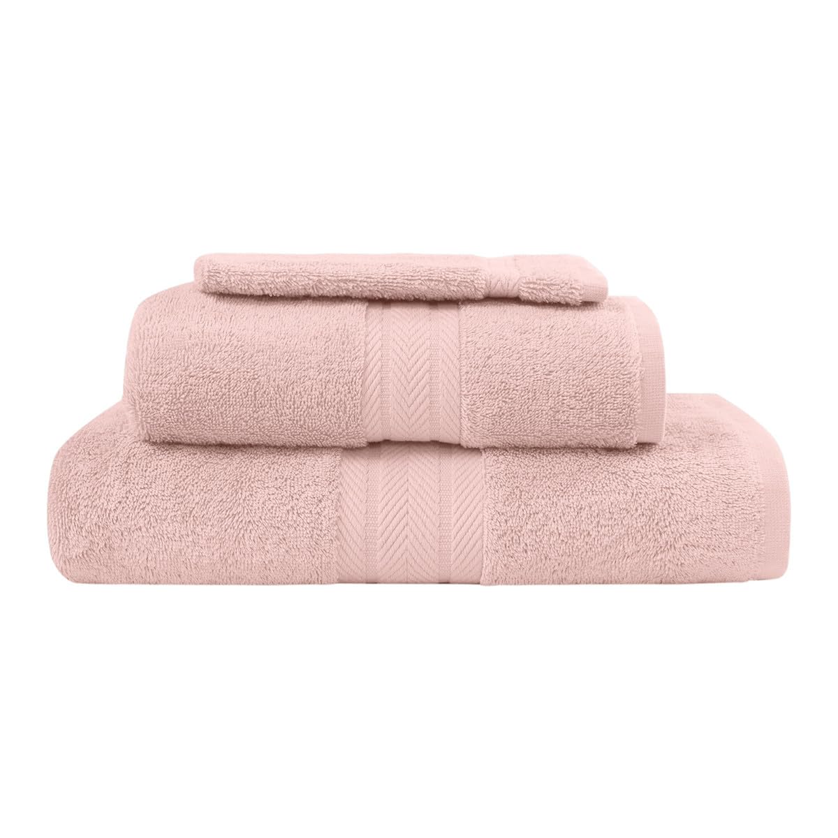 Sensei La Maison du Coton Set 3 Pezzi Bagno + 1 Asciugamano + 1 Guanto Luxury, Cotone, Cipria, 140 x 200
