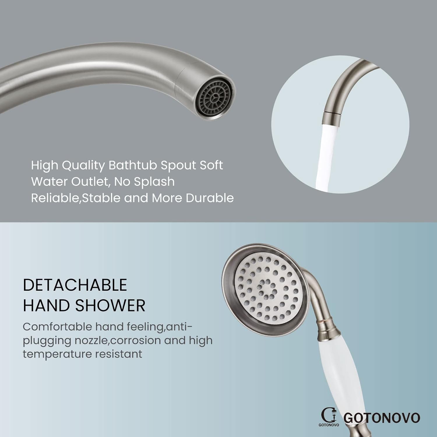 Tесh Dеаlѕ 🔥 Floor Mounted Tub Faucet Freestanding Bathtub Filler with Hand Held Shower Brushed Nickel High Flow Brass Crаzу Dеаlѕ Floor Mounted Tub Faucet Freestanding Bathtub Filler with Hand Held Shower Brushed Nickel High Flow Brass