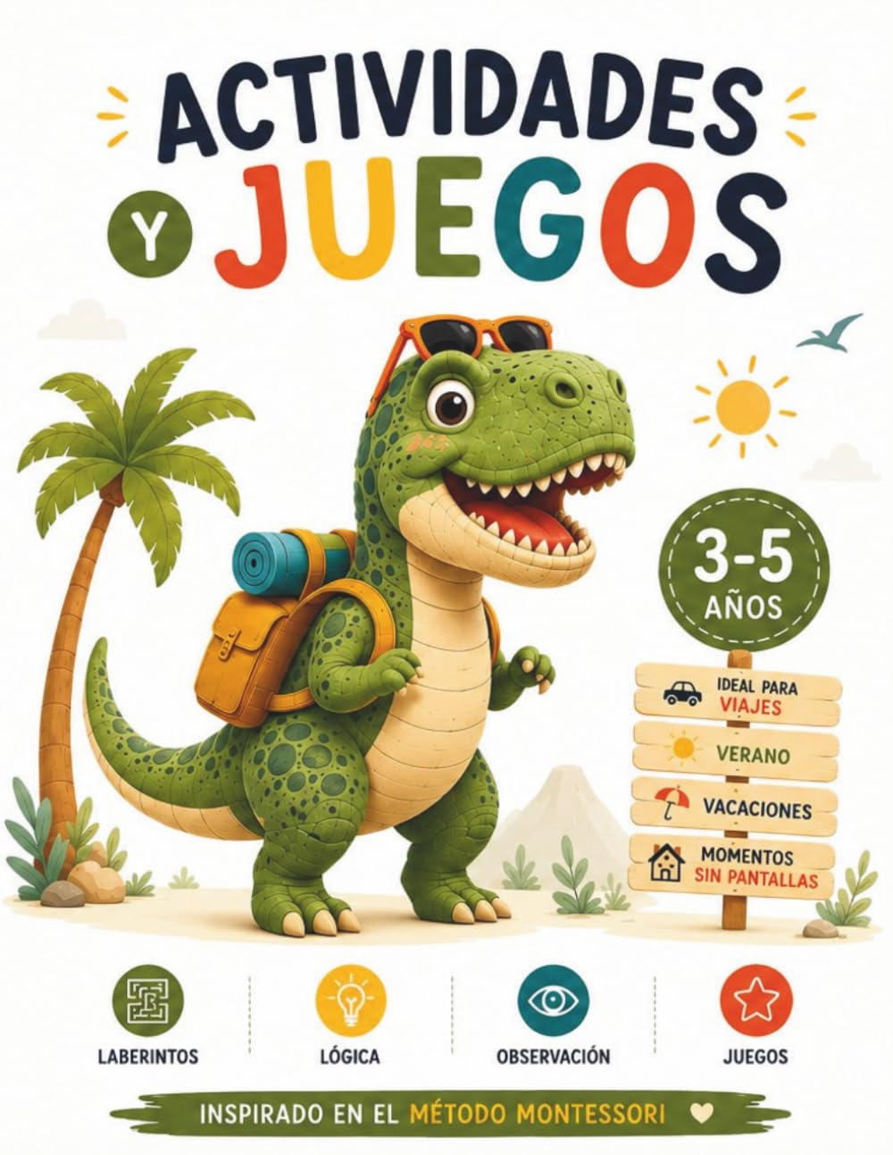 Monett Stories: Cuaderno de Actividades: Libro de Juegos y Aprendizaje para Niños de 3 a 5 Años | Laberintos, Vocales, Números, Sombras y Dibujos para Colorear | Inspirado en el Método Montessori