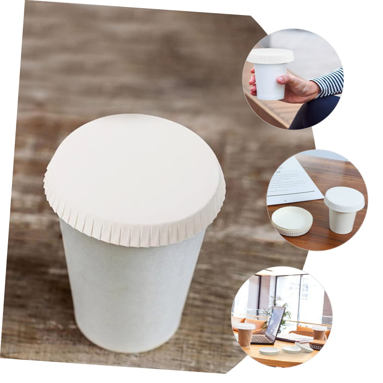 Lurrose Couvercles De Tasse En Papier Biodégradables 150 Pièces Couvercles Jetables Pour Boissons Chaudes Et Froides Protection Contre La Poussière Pour Bar Restaurant Ktv