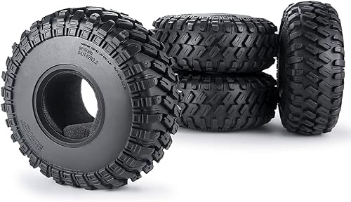 Miniatura 3 de RCHUBAM - 4 neumáticos de goma RC OD con espuma de 5.512 in para 110 Axial SCX10 Wraith TRX-4 RC Crawler Car