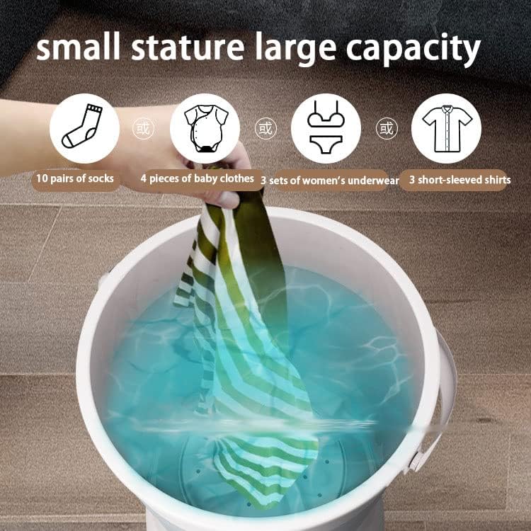 Miniatura 6 de Lavadora portátil, capacidad de lavado de 6.6 lbs y lavado de cubo plegable, dormitorio en casa, lavadora perezosa de camping