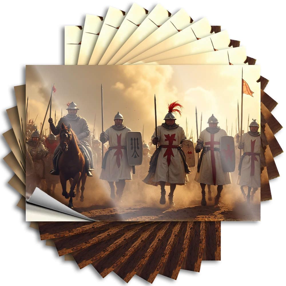 Sticker Affirmation Room Decorations Aesthetic Laptop Knights in Armor March Forward with Spears and Shields. - No Residue Decals for Taupe(12X18CM)