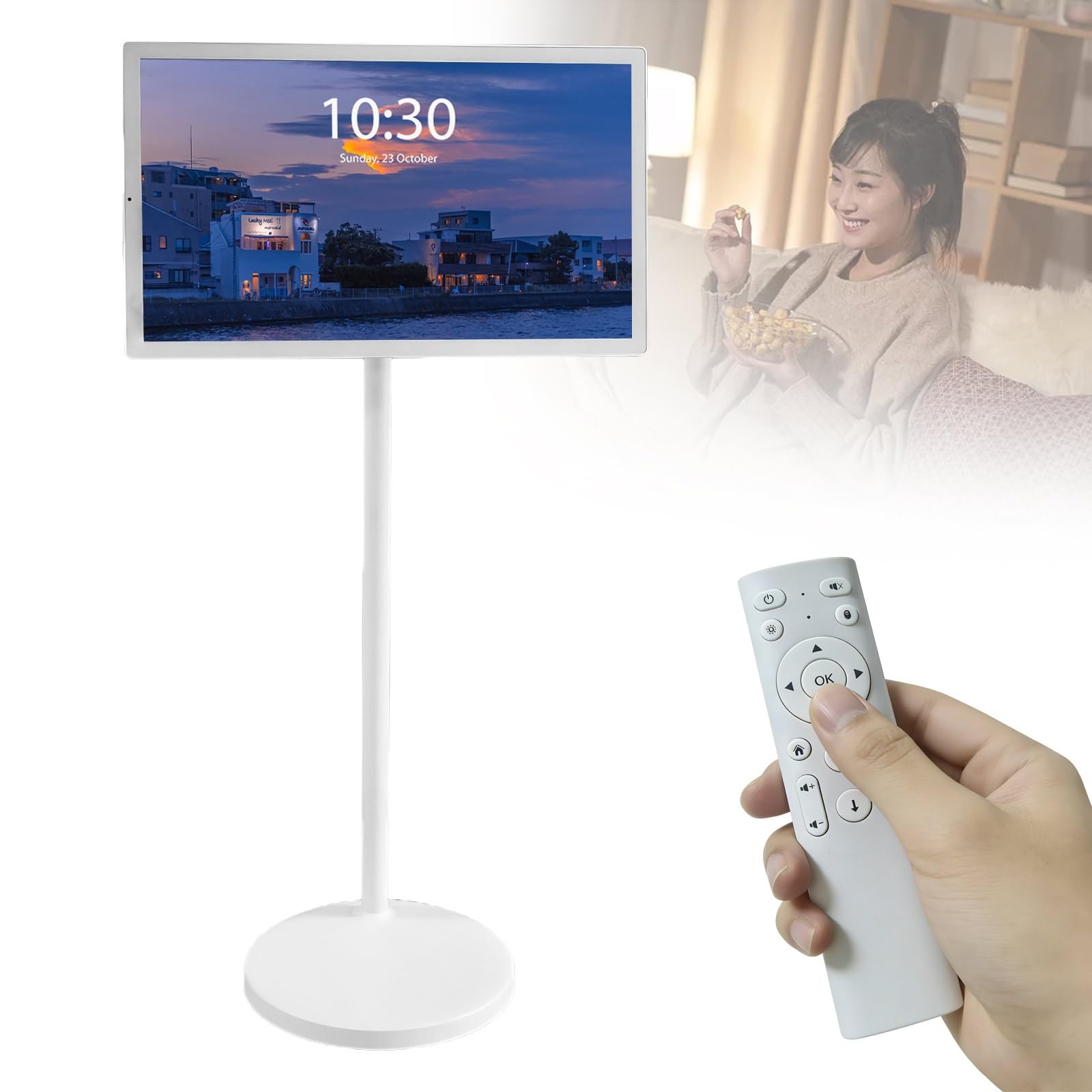 Televisión Portátil 1080p/4k Táctil con Batería De ampia Duración Y Bluetooth, para Uso En Oficina, Gimnasio, Cocina Y Entretenimiento En Casa(4+64G,24in)