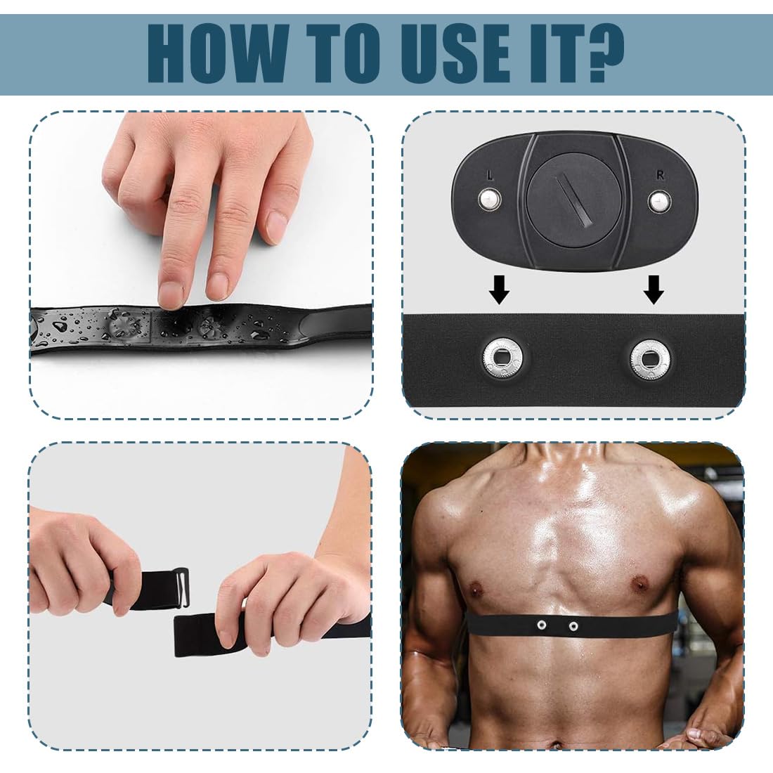 Fascia cardio Elastica Regolabile,cintura di ricambio elastica regolabile, cintura toracica morbida, adatta per Garmin, Wahoo, Polar H10 H9, Coospo,Magene, Bryton,LIVLOV, Sensori di distanza da 45 mm