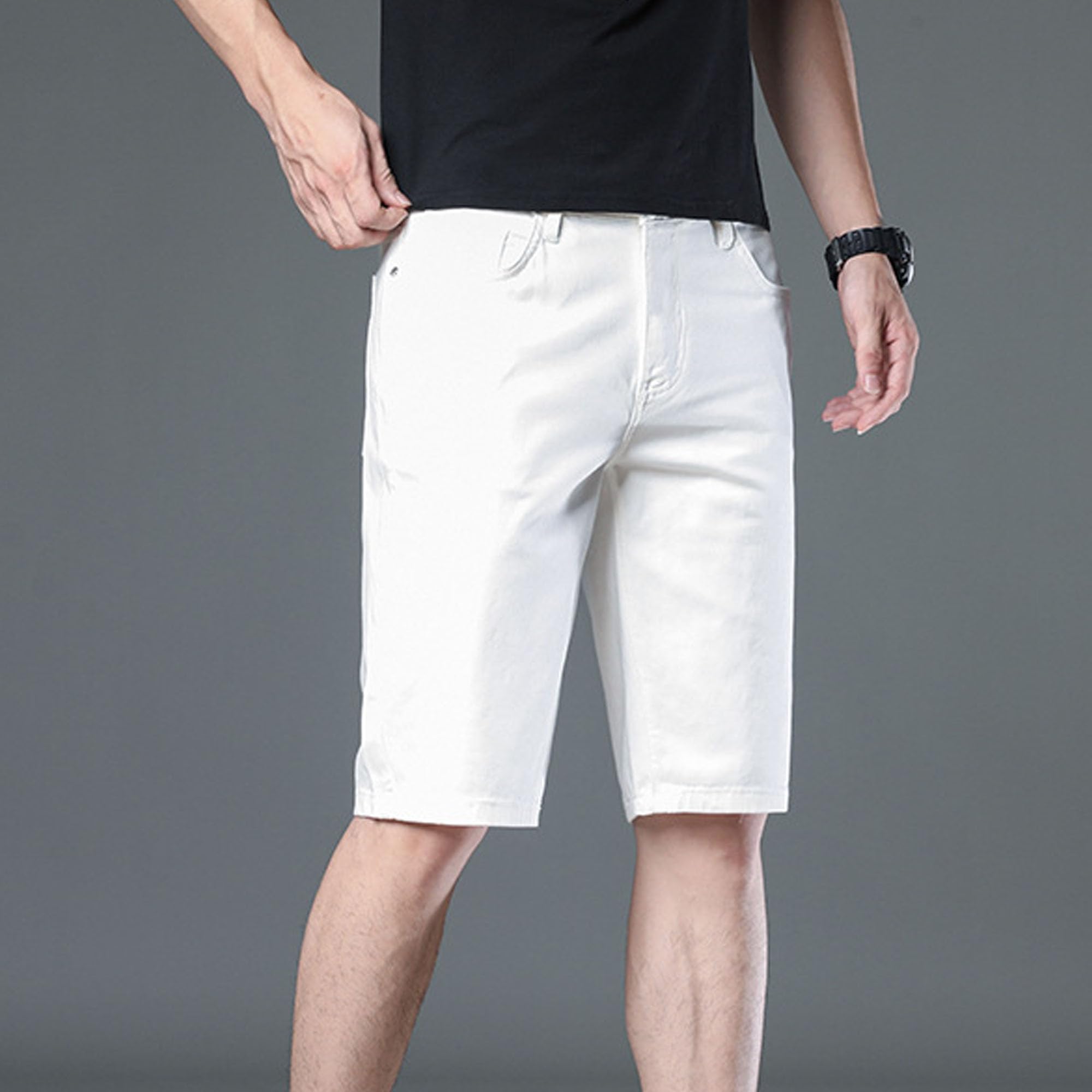 Short droit pour homme avec ourlet resserré, taille mi-haute, style décontracté