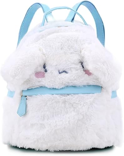 Linda mochila peluda de canela melodía para perro mochila de felpa linda para niña My Melody Blanco