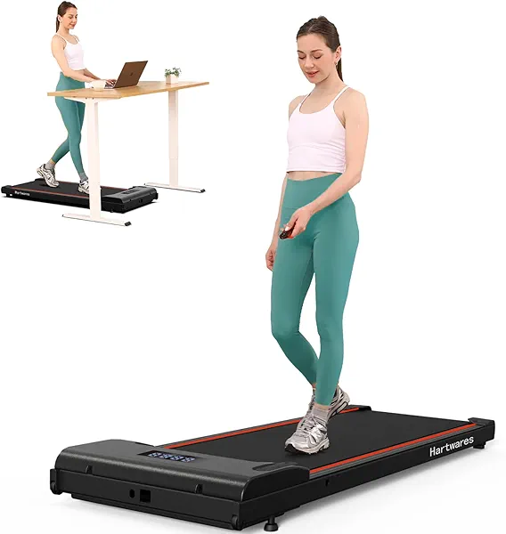 Hartwares Walking Pad Under Desk Treadmill, Portable Mini Treadmill for Home/Office/Small Spaces, 2.5HP Quiet Brushless Walking Jogging Machine with 265 lbs Weight Capacity, Remote & App Control