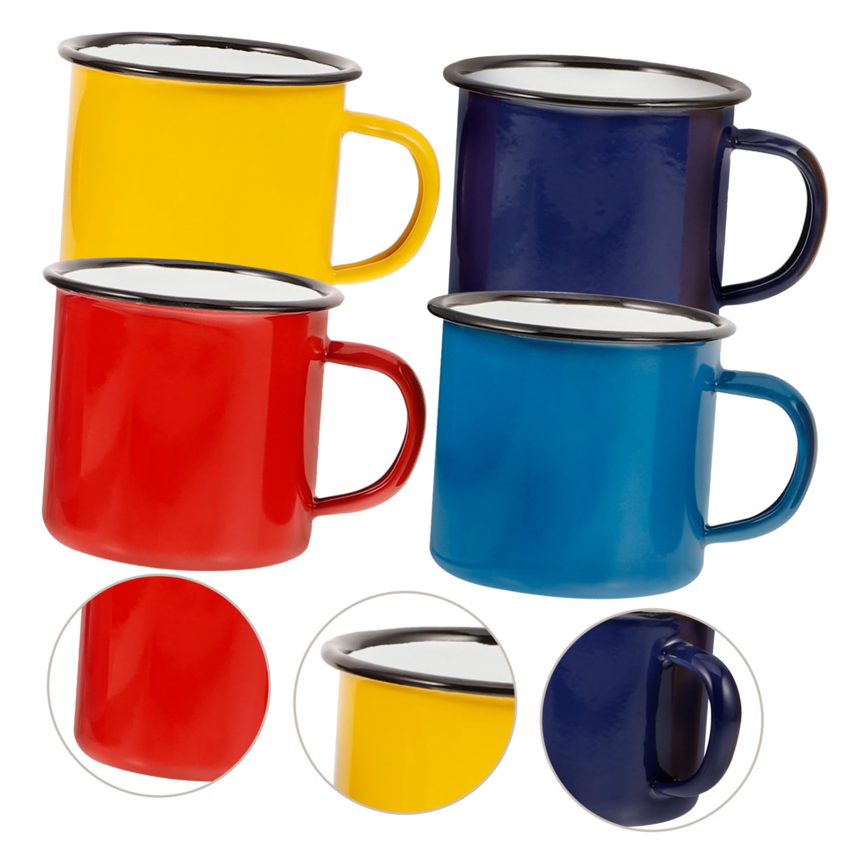 BESTonZON 4stücke Emaille-tasse Retro Emaille Kaffeebecher Emaille Teebecher Wasserbecher Trinkbecher für Zuhause und Camping Emaillebecher im Vintage-stil