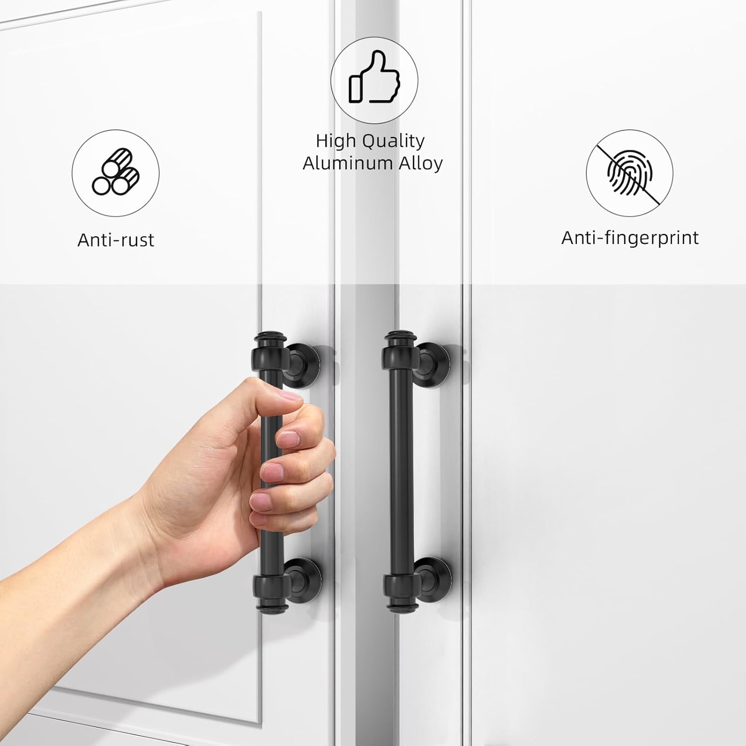 Chibery 10 Pack Cabinet Hardware Pulls, 4 inches (102 mm) Hole Centers, Alloy Zinc, Easy to Clean, Template, Matte Black Cabinet Handle for Kitchen Cabinets Cupboard Drawers Closet Dressers Bathroom