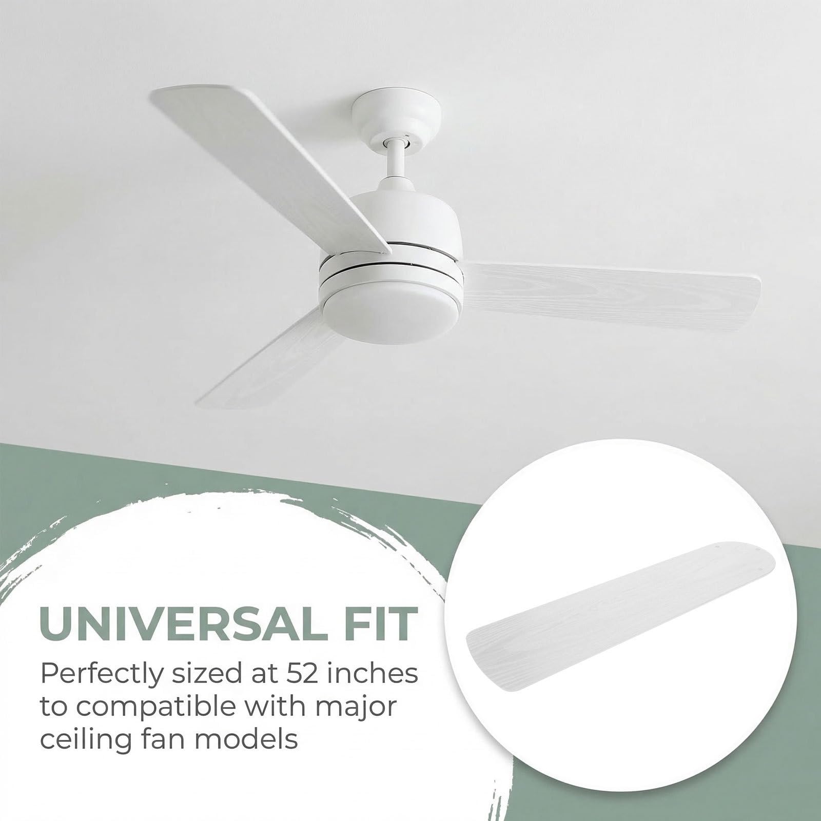 Operitacx 5 Pezzi Accessori per Ventilatori da Soffitto Pale in Plastica Bianco Resistenti All'usura per Ricambio Ventilatore Interno, per Vacanze Estive