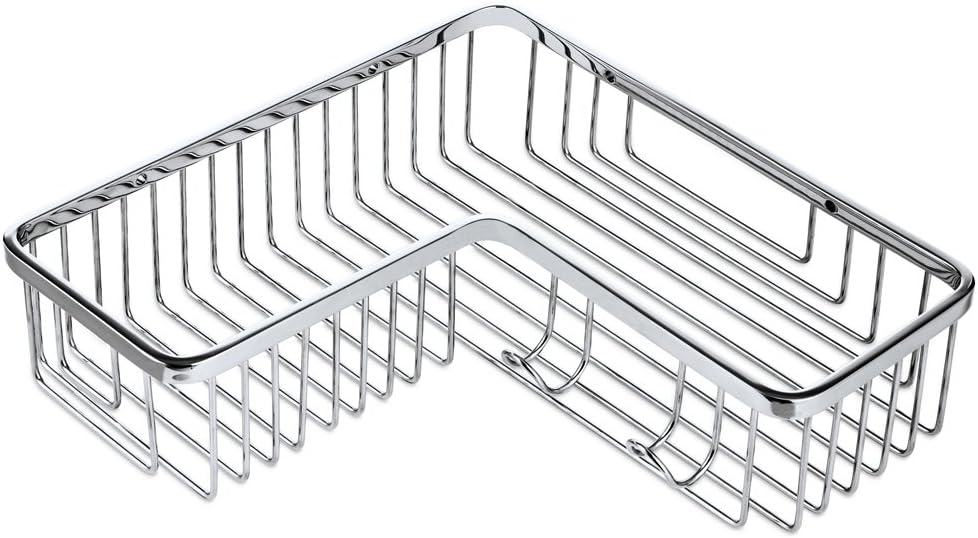 Shower Corner Shelf,304 Caddy Stainless Steel Rustproof,Soap Caddy Shower Organizer Wall Mounted Basket,Polished Finish，Right-Angle Basket