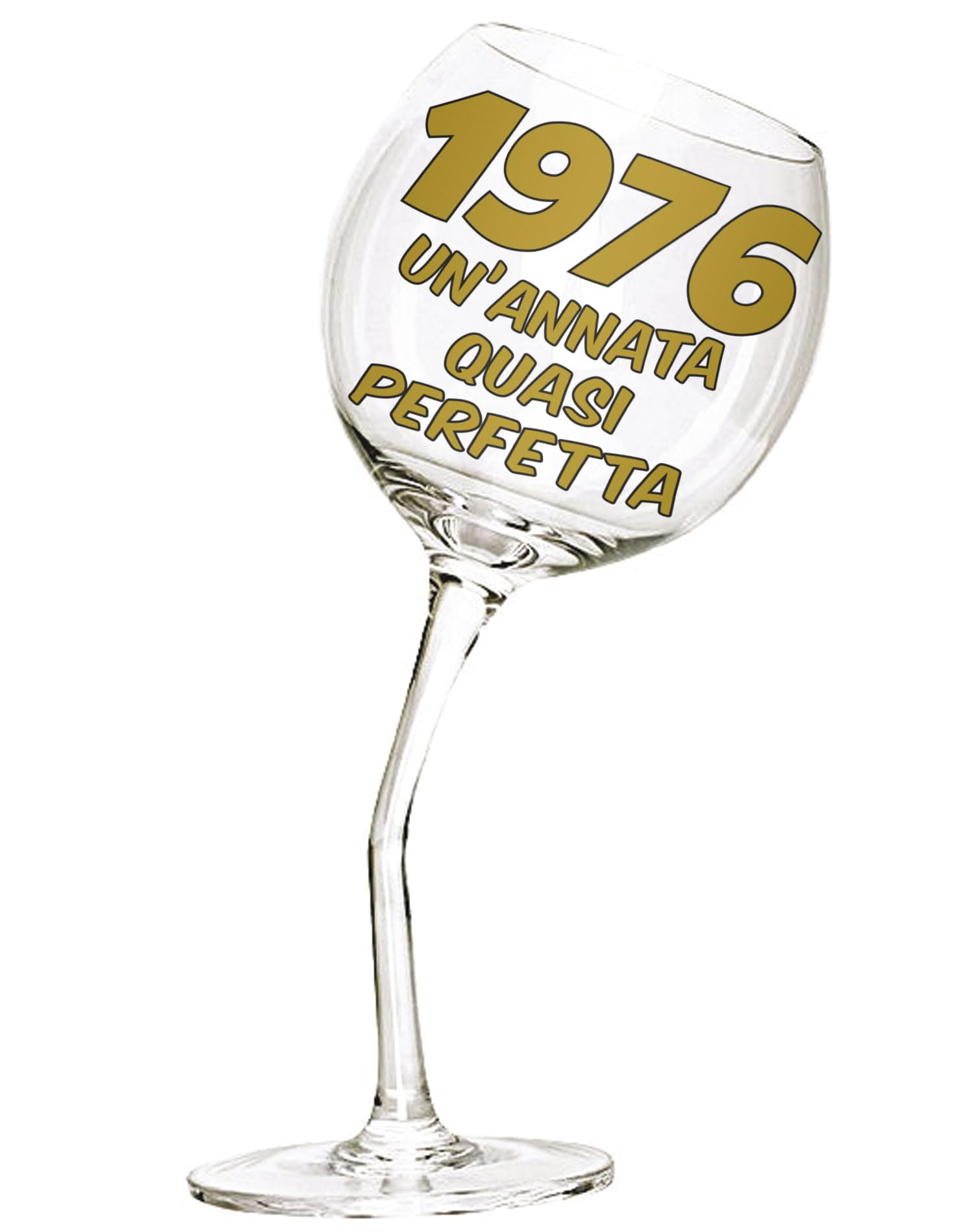 Bombo Bicchiere in Vetro Calice storto per compleanno 50 anni - 440 ml