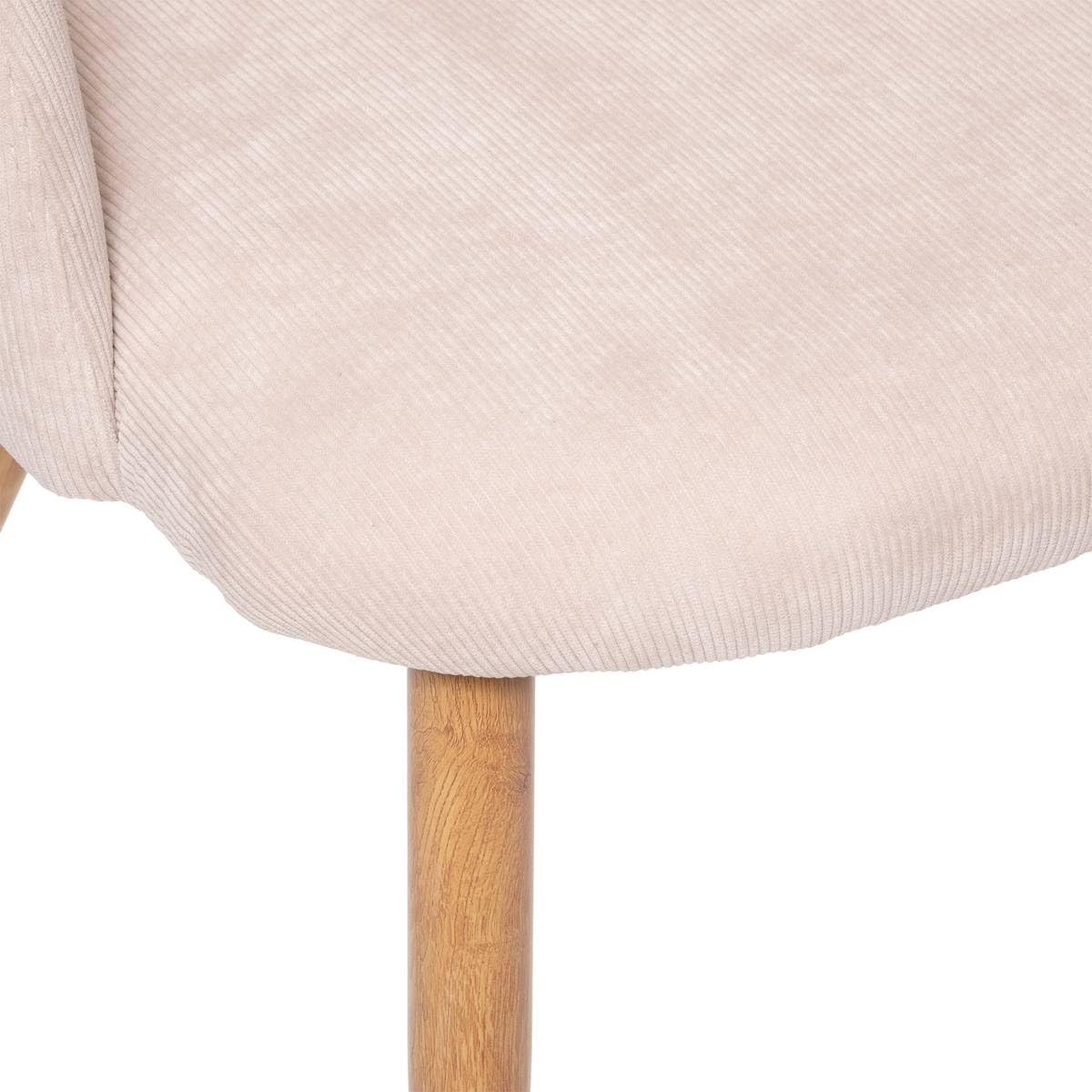 Atmosphera - Fauteuil Celeste Velours Côtelé Beige - L 53 x H 81 cm - Confortable, Style Scandinave - pour Salon, Salle à Manger, Bureau