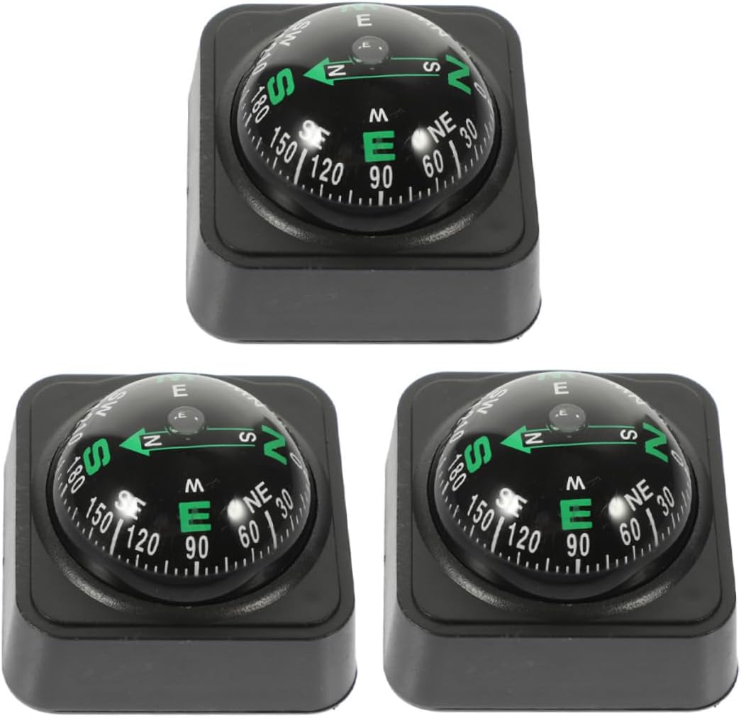 Alipis Adjustable Car Dashboard Compass Ball 3pcs On-Board Auto Compass for Vehicle Navigation Outdoor Use on Cars, Boats, Motorcycles
