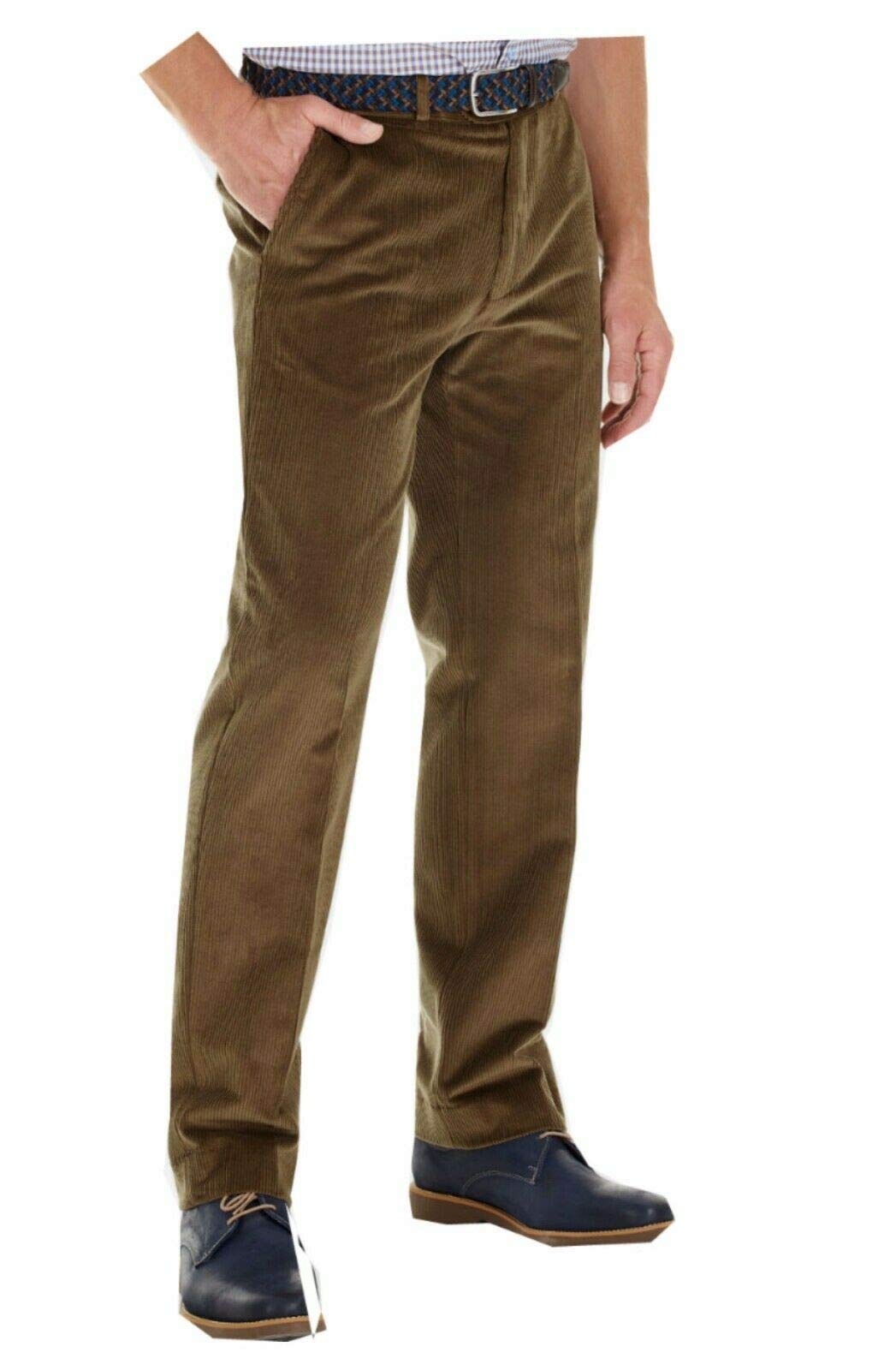 MB CLOTHING Mens Stretch Cords Trousers Expandable SELF Adjusting Waist Corduroy Pants (46 31, Sand)