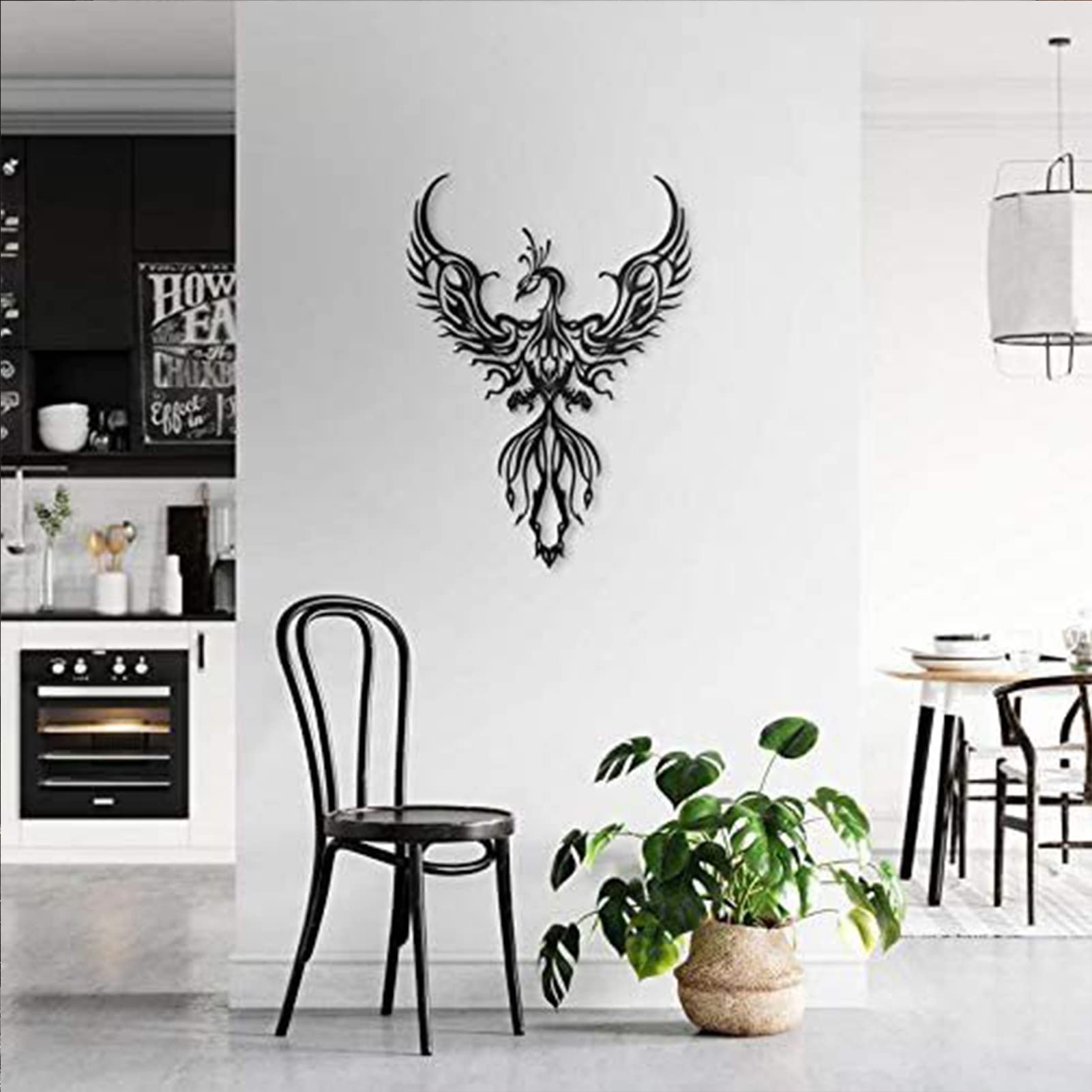 VOSAREA Metall Phoenix Wanddekoration – Eisen-Skulptur Schwarz, 30 X 22 Cm, Für Innen & Außen