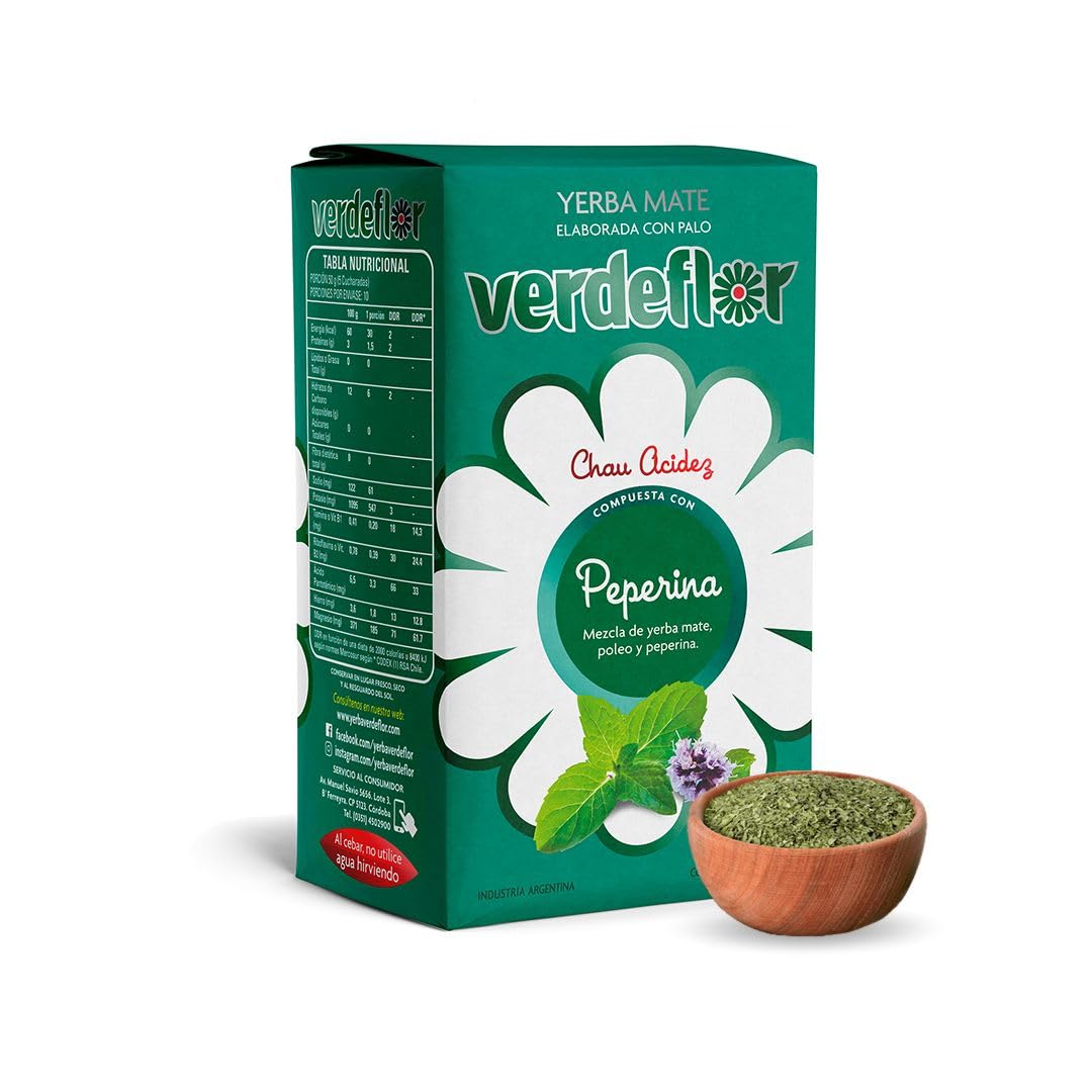 Verdeflor Yerba Mate Tea Piperine Infused 500g 1.1LBS| Unsmoked Loose Leaf Clean Natural Energy Drink | Jitter Free | Enjoy With Yerba Mate Gourd and Bombilla | Made In Argentina