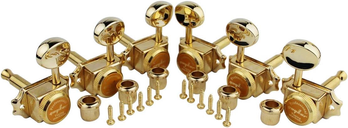 Guyker Guitar Locking Tuners (3L + 3R Handed) – Vintage Deluxe Lock String Tuning Key Pegs Machine Heads Replacement Parts for ST TL Style Electric, Folk or Acoustic Guitars – Chrome : Musical Instruments