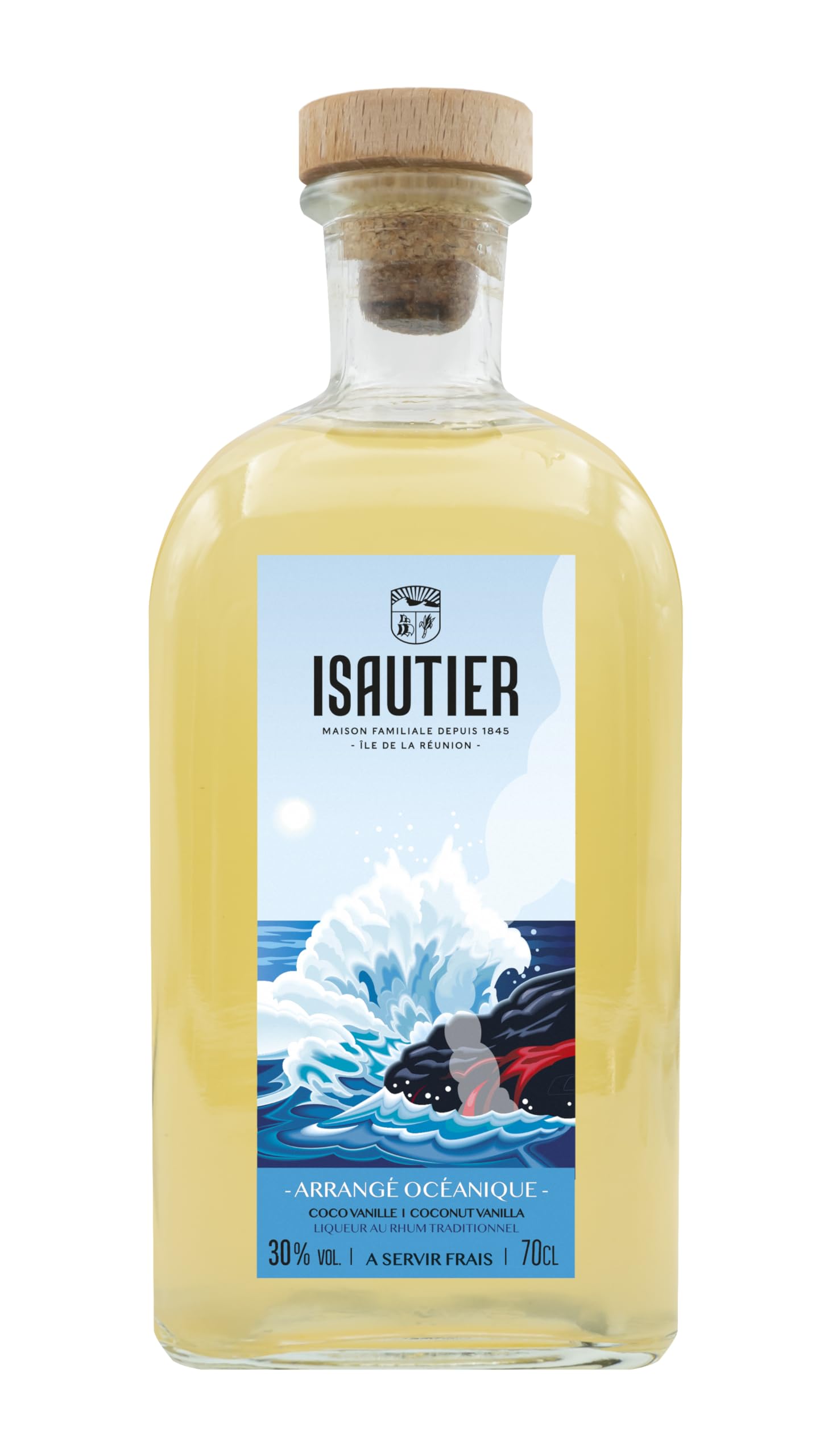 Isautier - Océanique Coconut & Vanilla Flavoured Rum infusion - Premium Reunion Island Spirit - 30% ABV (1 x 70cl)