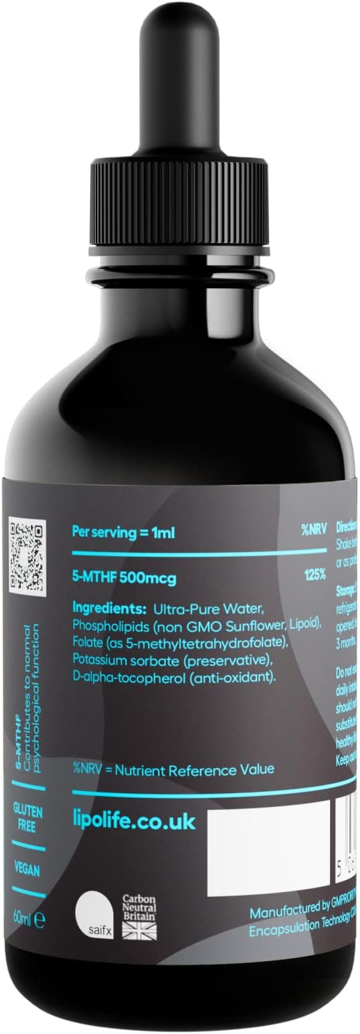 Liposomal Liquid folate (as 5-MTHF, The Active Form of folic Acid.) Advanced Nutrient delivery System - Image 3