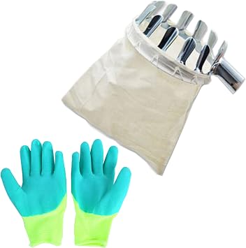 Fruit Picker Head Basket, Metal Fruits Catcher Portabl Fruit Picking Tools with 1 Pair Garden Glove for Harvest Picking Apple Citrus Pear Peach Mango Avocado Lemon etc Metal and Nylon