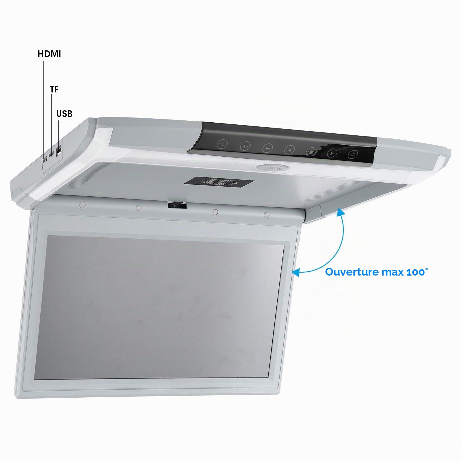 Lecteur aérien de Voiture, 11,6 Pouces HD 1080P, écran de Moniteur de Voiture, Lecteur vidéo de Voiture, Prise en Charge HDMI, Moniteur de Voiture Rabattable monté sur Le Toit