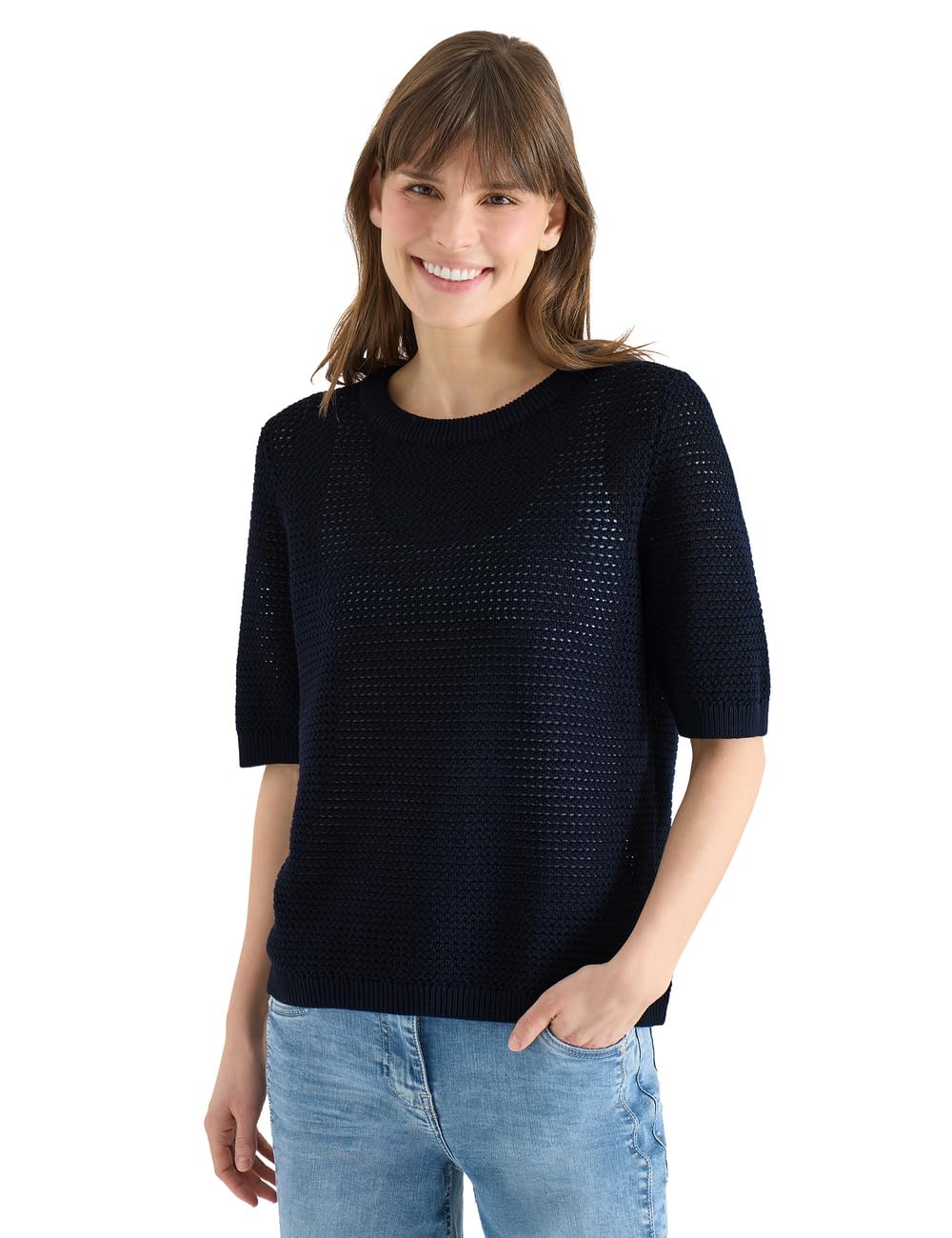 Cecil Damen 3017678 Kurzarm Pullover mit Struktur (1er Pack)
