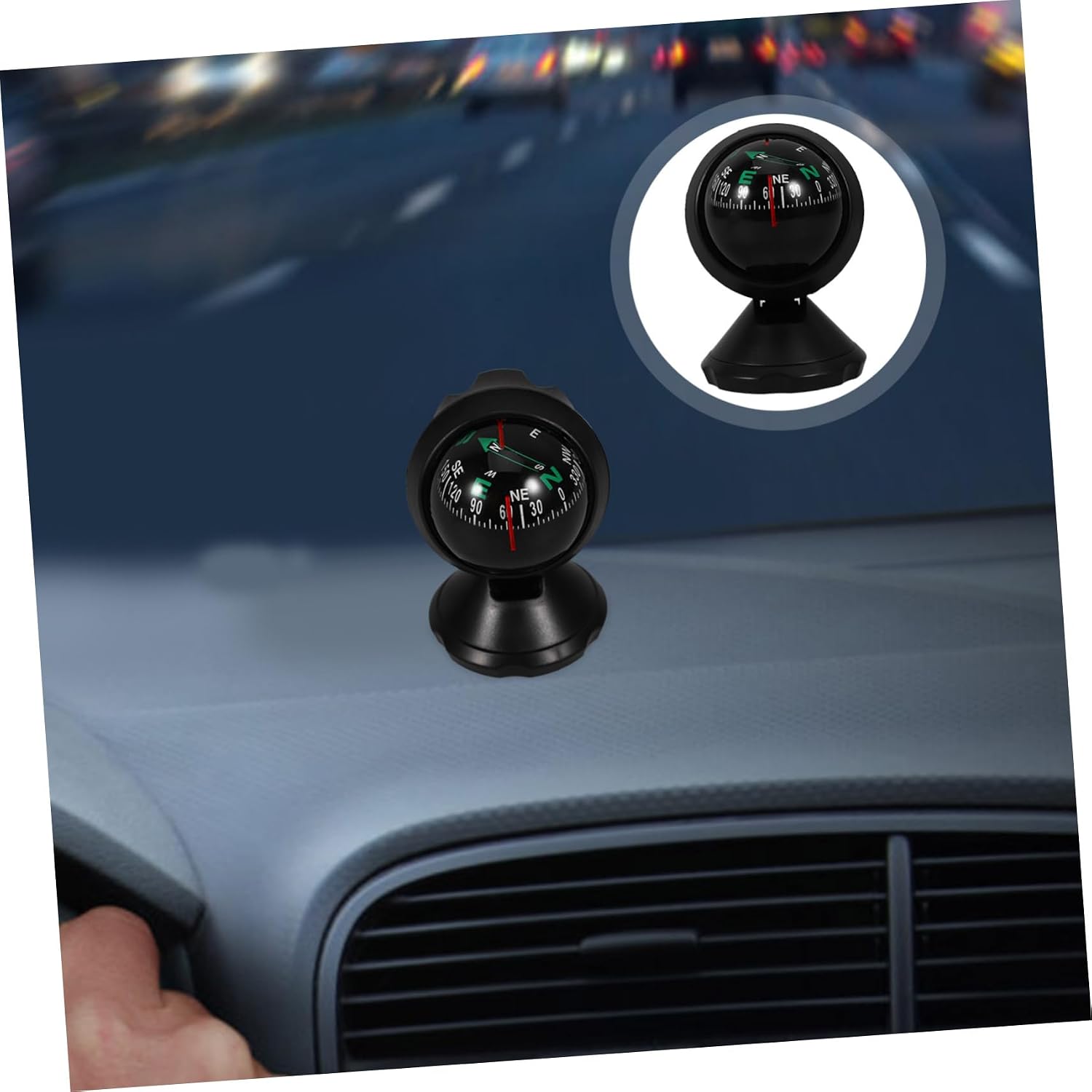 YARNOW Car Compass Compact Adhesive Ball Compass for Easy Attachment Decorative Navigation Tool for Cars Trucks and Boats Fit Present for Family and Friends