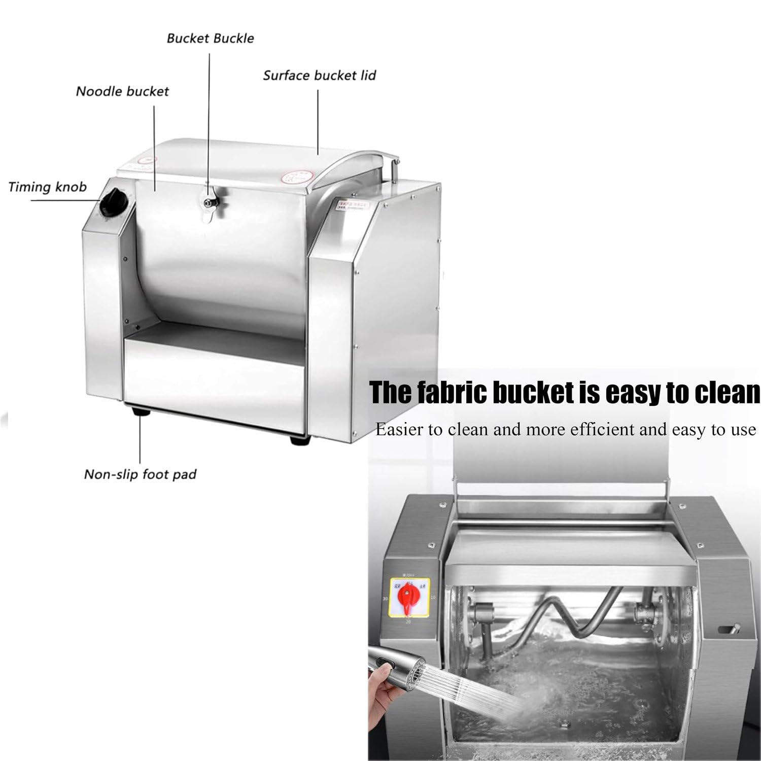 3KGCommercial Dough Mixer,W pełni automatyczna maszyna do wyrabiania ciasta,Duży elektryczny automatyczny mikser 15-minutowe szybkie ugniatanie dla domów/komercyjnych (10KG)