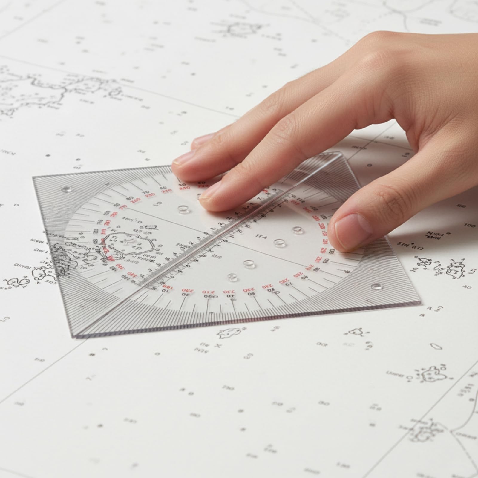 2 Stück Nautisches Dreieckslineal Transparent, Kursdreieck mit Winkelmesser, präzise, nautischer Winkelmesser, für Geometrieunterricht, Navigatoren
