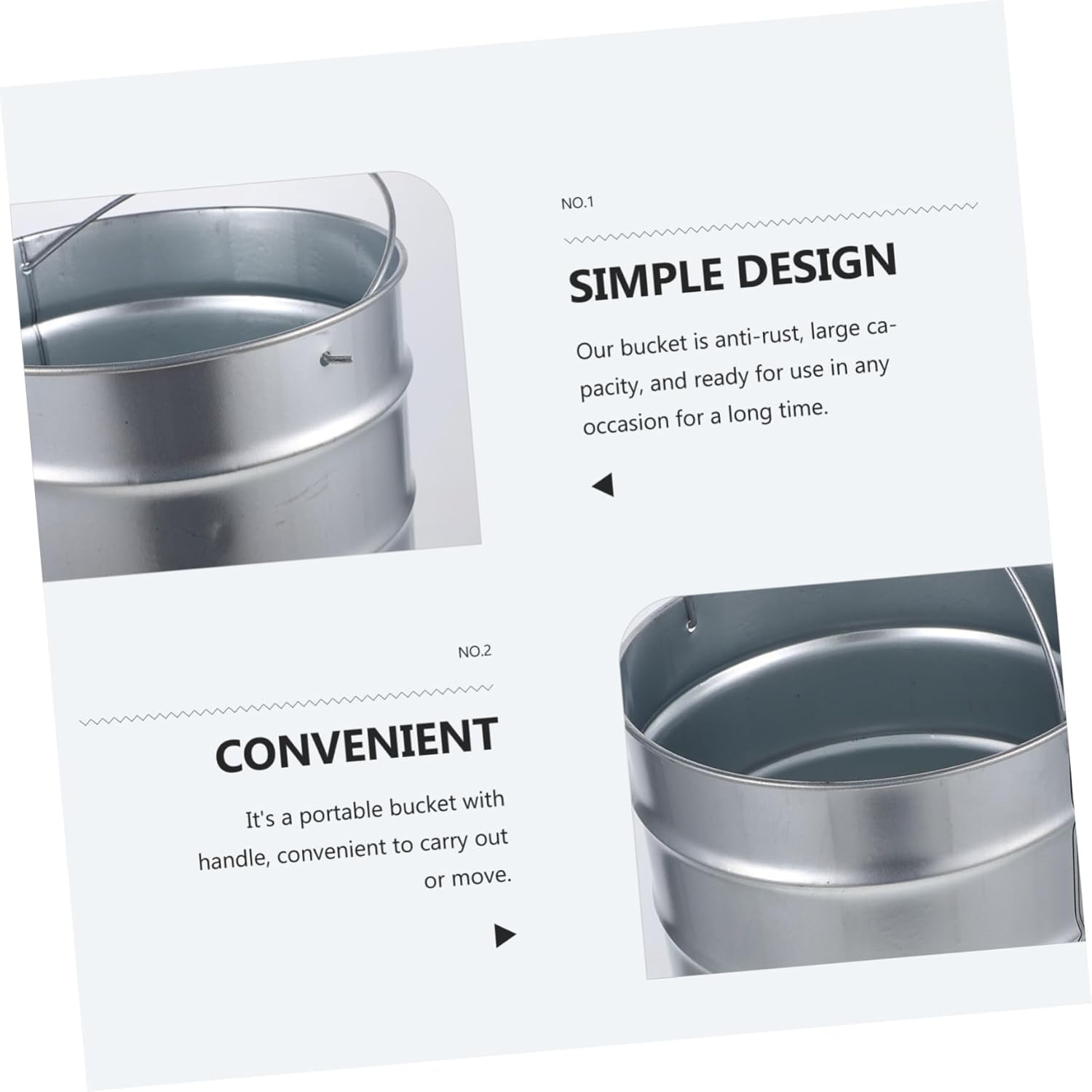 CHILDWEET Outdoor Galvanized Iron Trash Can Lid Large Capacity Metal Garbage Storage Container for Garden Portable Waste Bin for Patio Multi-Purpose Garbage Bucket