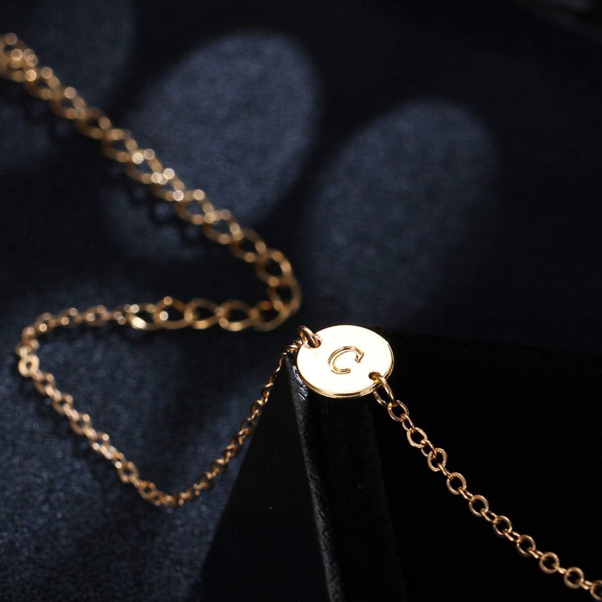 Initial Charm Bracelets 18K Gold Plated Stainless Steel Dainty Small Round Coin Disc Initial Bracelet Engraved Letters Personalized Name Bracelet for Women - Image 3