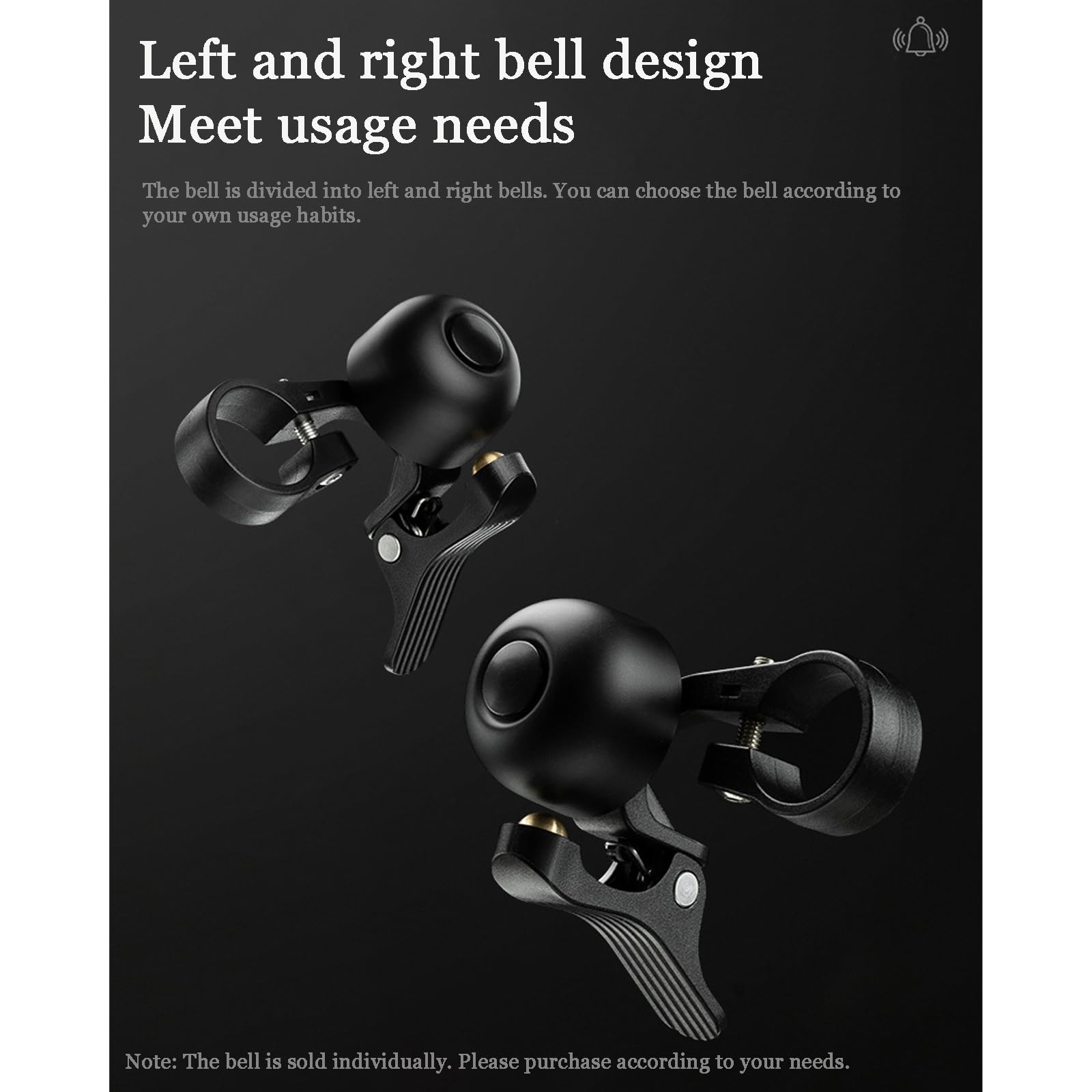 Sonnette de Vélo pour Cube Reaction Hybrid SLX 800, Klaxon Velo Étanche pour Guidon Diamètre de 22,2mm, Mini-Sonnette de Vélo en Alliage d'Aluminium, avec Son Clair et Fort, B Right Bell