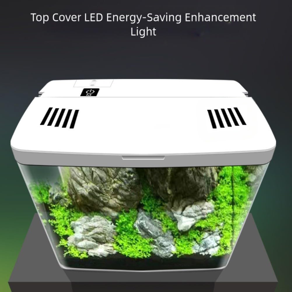 Zoegneer Desktop Aquarium für kleine Kampffische mit eingebautem LED-Licht, leise Pumpe, mehrstufiges Filtersystem (weiß)