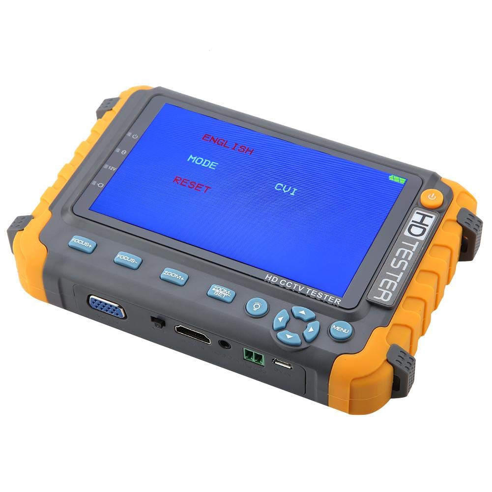 Probador de CCTV 4 en 1, CA 220V Alta resolución 5MP 5 Pulgadas TVI/AHD/CVI/CVBS CCTV Seguridad Analizador Cámara Analógica Lámpara LED Monitor de Video Coaxial HD con Entrada VGA/HDMI/Controlador PTZ