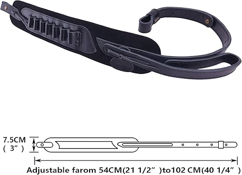 Miniatura 3 de Correa de cuero de grano superior para rifle con soporte de carcasa para .30-06 .30-30 .45-70 .38357 .22LR 12GA 20GA
